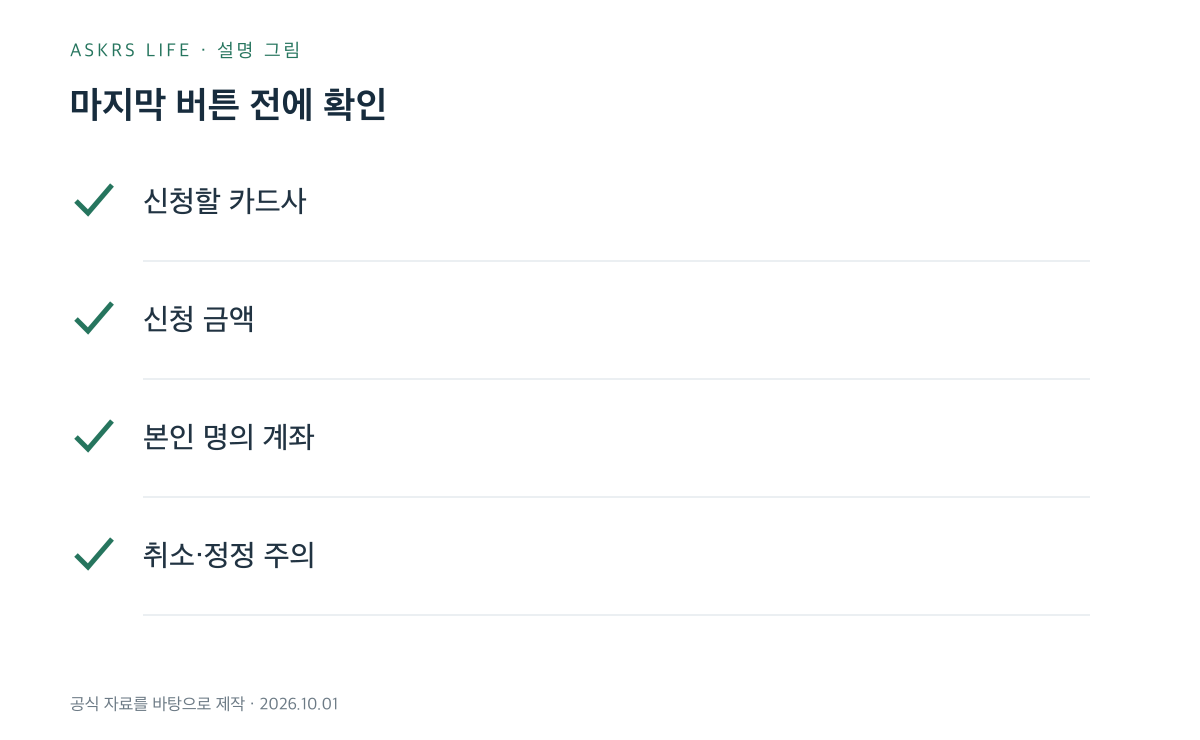 카드포인트 계좌입금 신청 전 확인할 항목